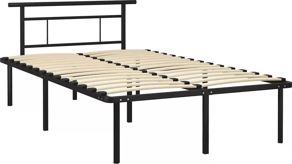 Elior Czarne metalowe łóżko małżeńskie 140x200 cm - Mervex