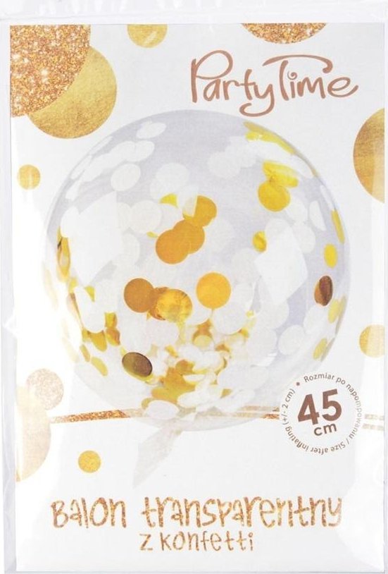 Arpex Balon transparentny z konfetti Celebrate złote