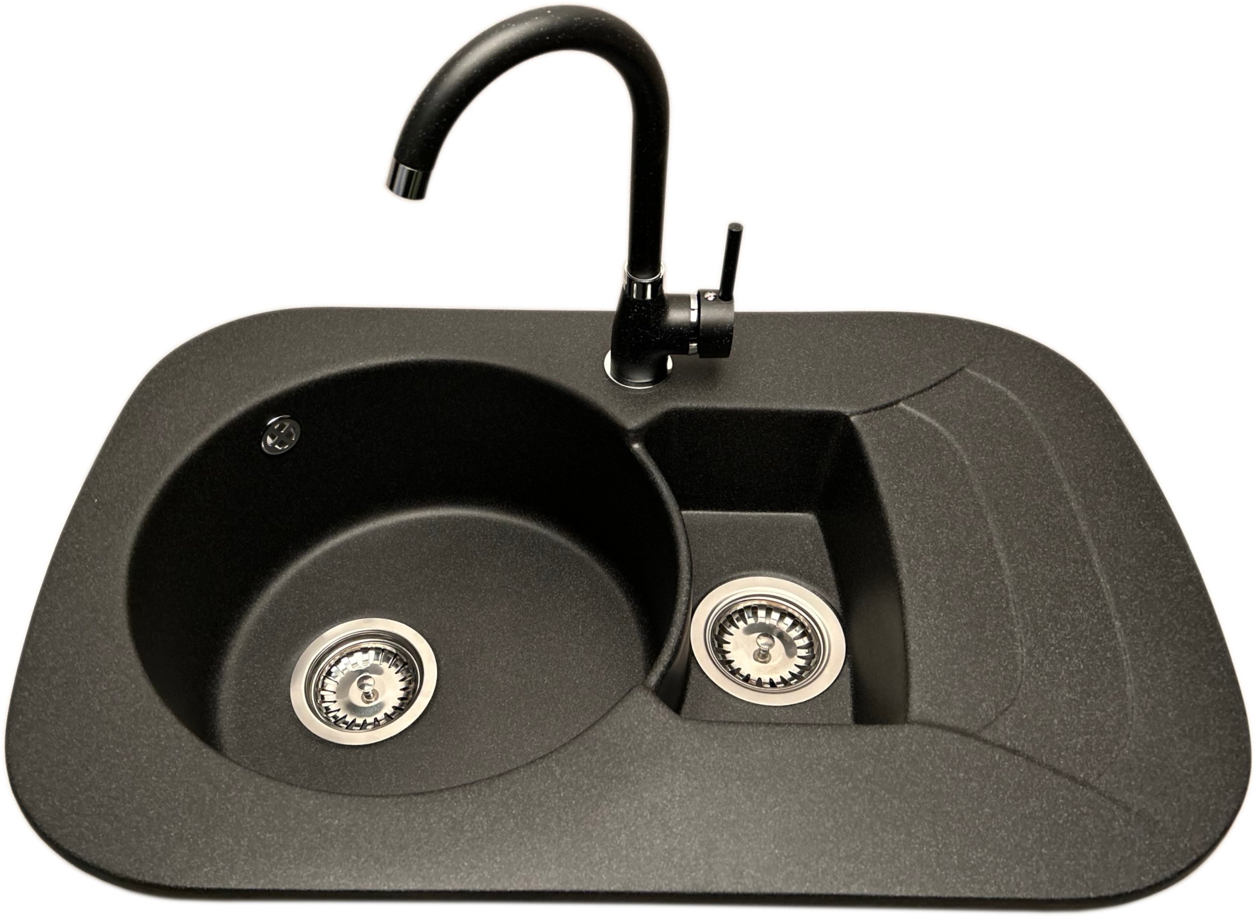 Zlewozmywak 1,5 komorowy z ociekaczem VIGEN grafit z prawym ociekaczem + bateria NOON