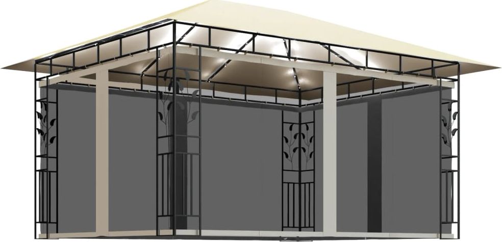 vidaXL Altana z moskitierą i sznurem lampek, 4x3x2,73 cm, kremowa