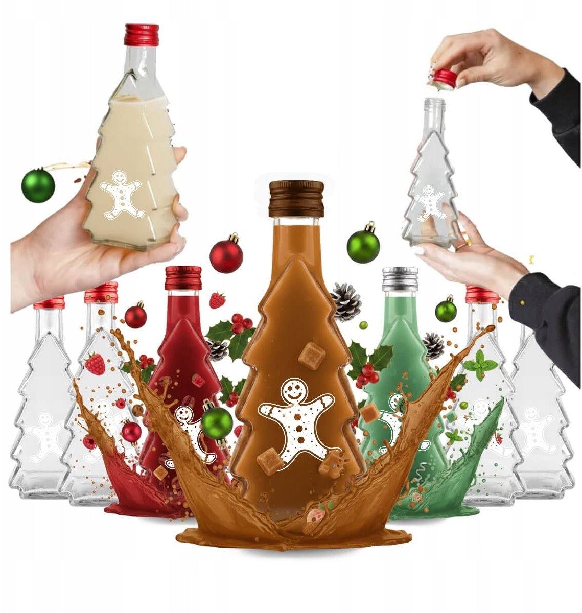 20x Butelki CHOINKA 250ml Z NADRUKIEM likier nalewki sok BUTELKI ŚWIĄTECZNE