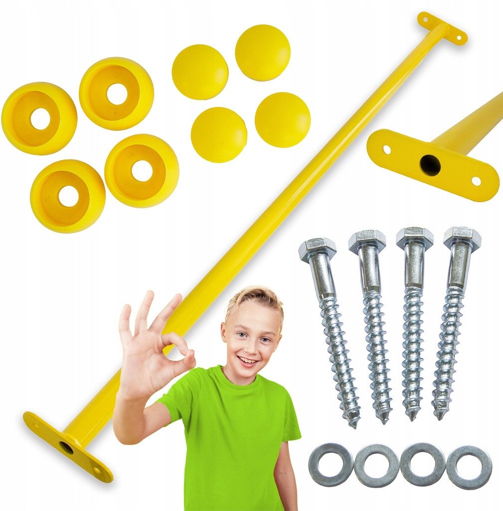 Drążek Metalowy na Plac zabaw Żółty Długi 125 cm do podciągania