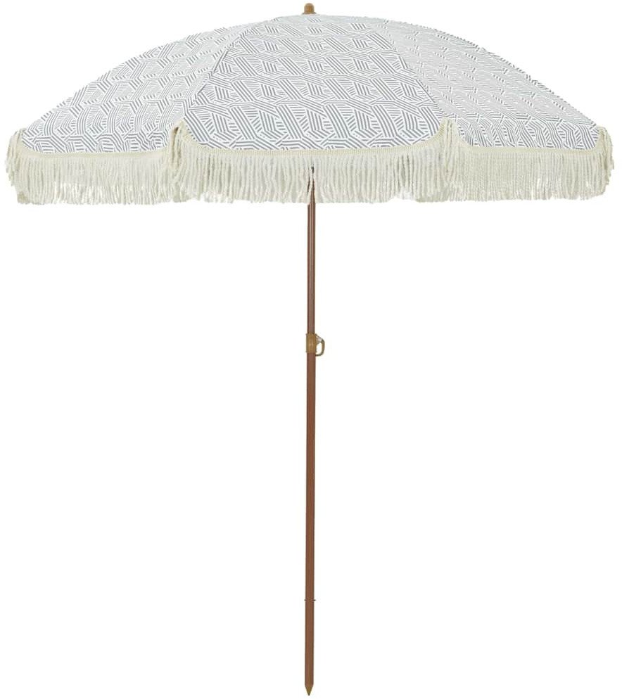 vidaXL Parasol plażowy Szary i biały 160 x 195 cm Stal