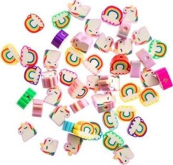 Koraliki polimerowe jednorożce i tęcze 1cm 48szt