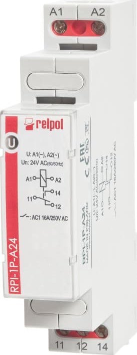 Relpol Przekaźnik elektromagnetyczny 1P 16A 24V AC AgSnO2 RPI-1P-A24 863358