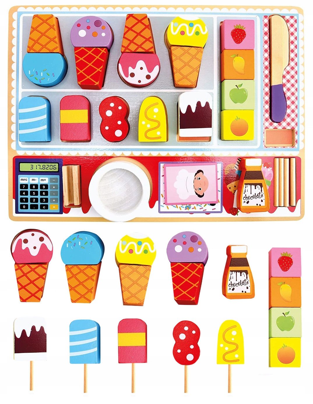 Zestaw Drewniany Lodziarnia Lody Montessori