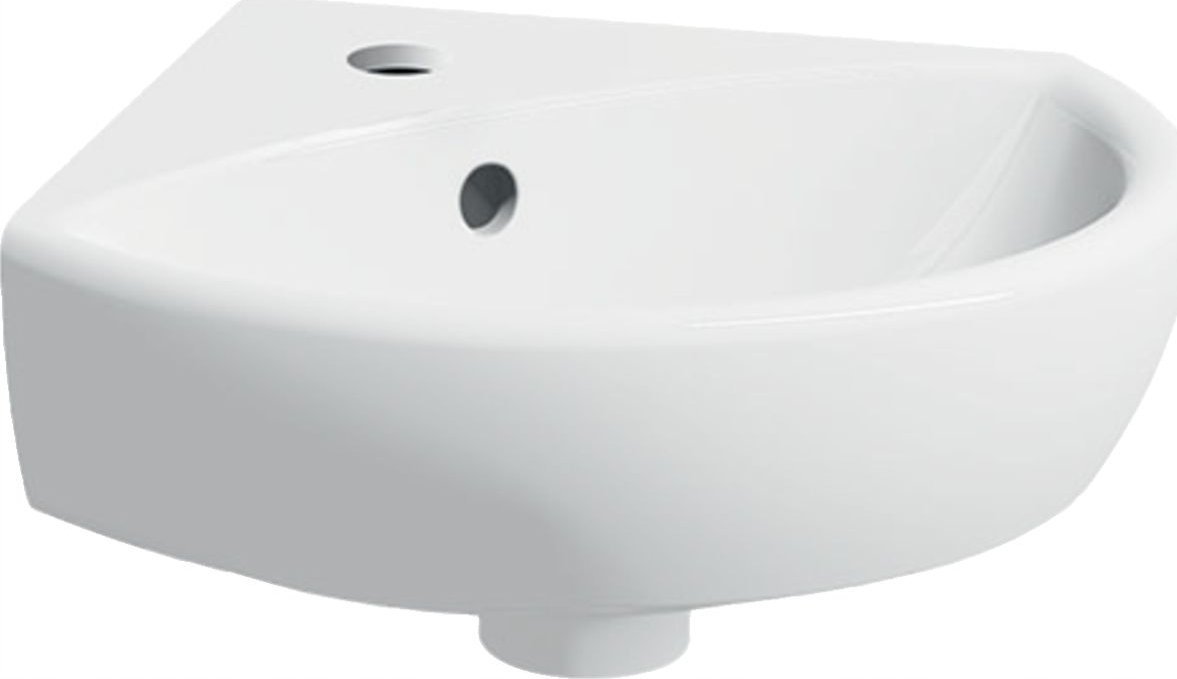Umywalka Geberit Geberit Selnova Umywalka kompaktowa narożna, B41.5cm, H16.5cm, T41cm, z przelewem, z otworem na baterię [16]