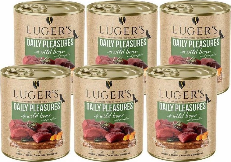 Karma mokra dla psa Luger's Daily Pleasures z dzikiem i dynią zestaw 6 x 800 g