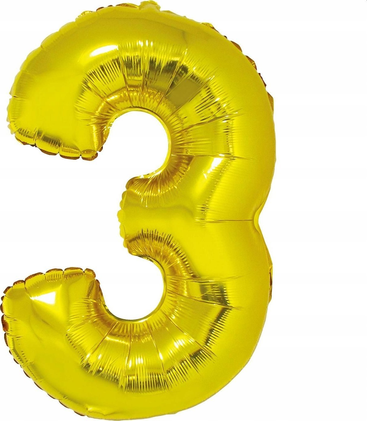 GoDan Balon foliowy Smart cyfra 3 złota 92cm