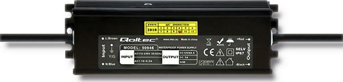 Qoltec impulsowy LED | IP67 | 60W | 12V | 5A | wodoodporny (50946)