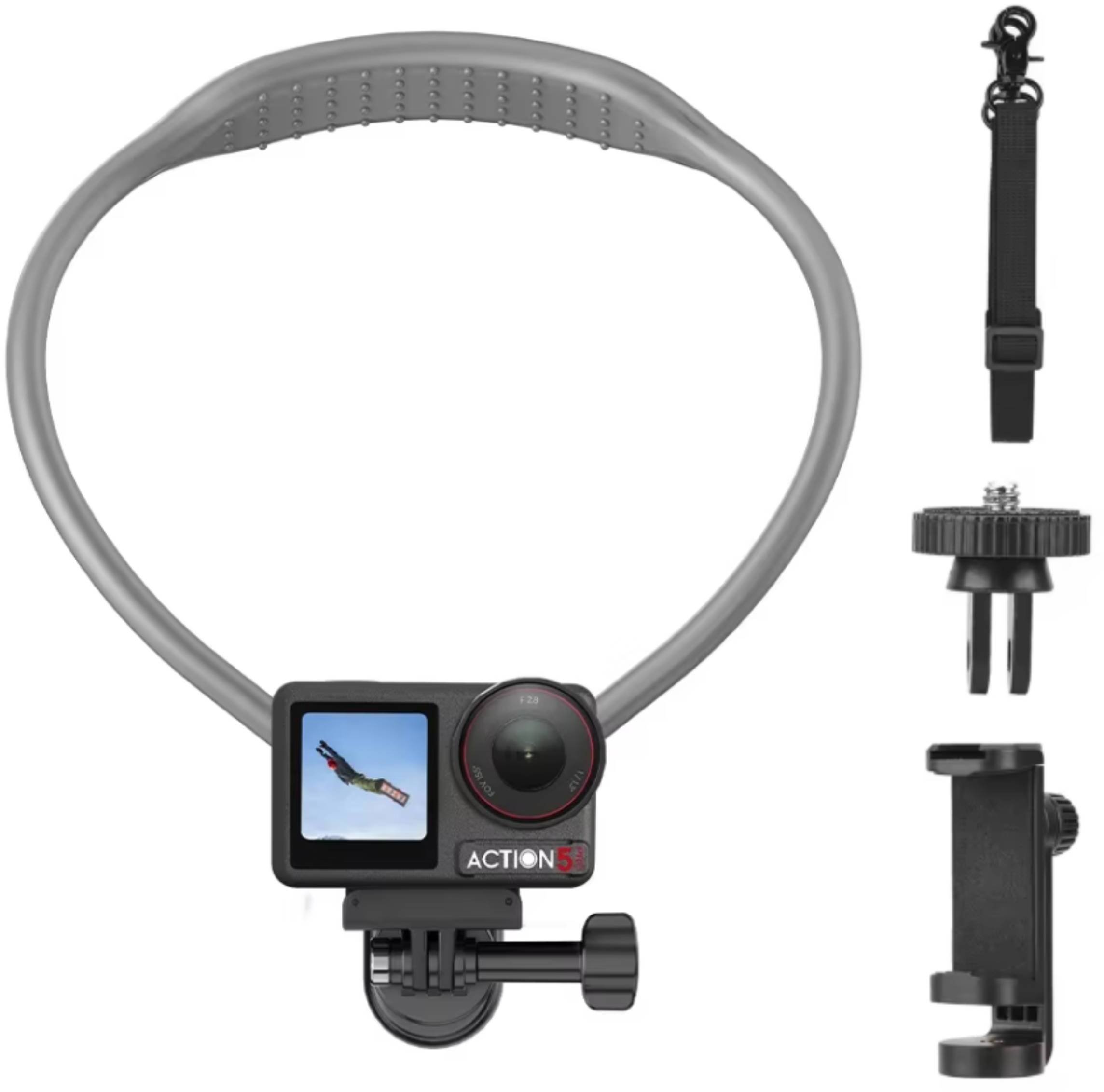 MAGNETYCZNY UCHWYT NA SZYJĘ DO TELEFONU I KAMER SPORTOWYCH - MOCOWANIE TYPU GOPRO I 1/4"