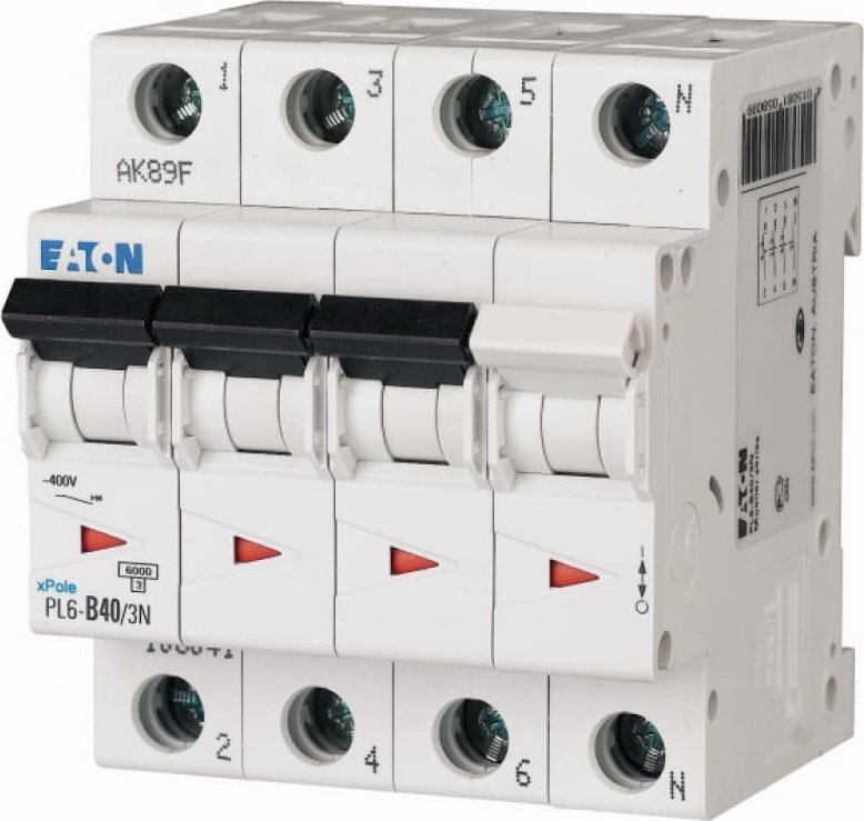 Eaton Wyłącznik nadprądowy 3P+N D 40A 6kA AC PL6-D40/3N 165044