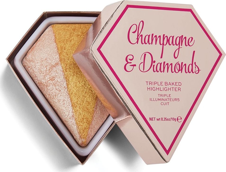 Makeup Revolution I Heart Champagne & Diamonds potrójny rozświetlacz 10g