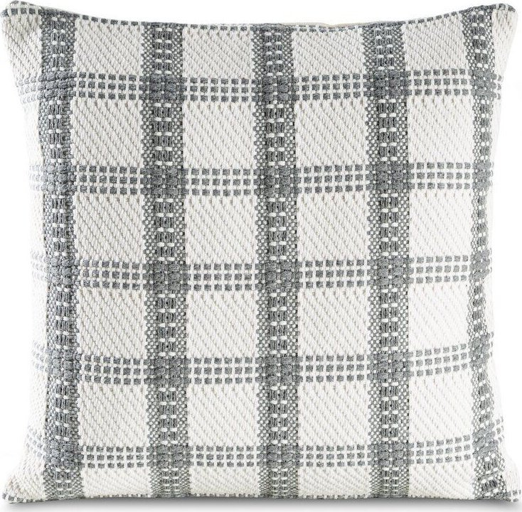 Eurofirany Poszewka w kratkę w stylu BOHO 45X45 kremowa+szara