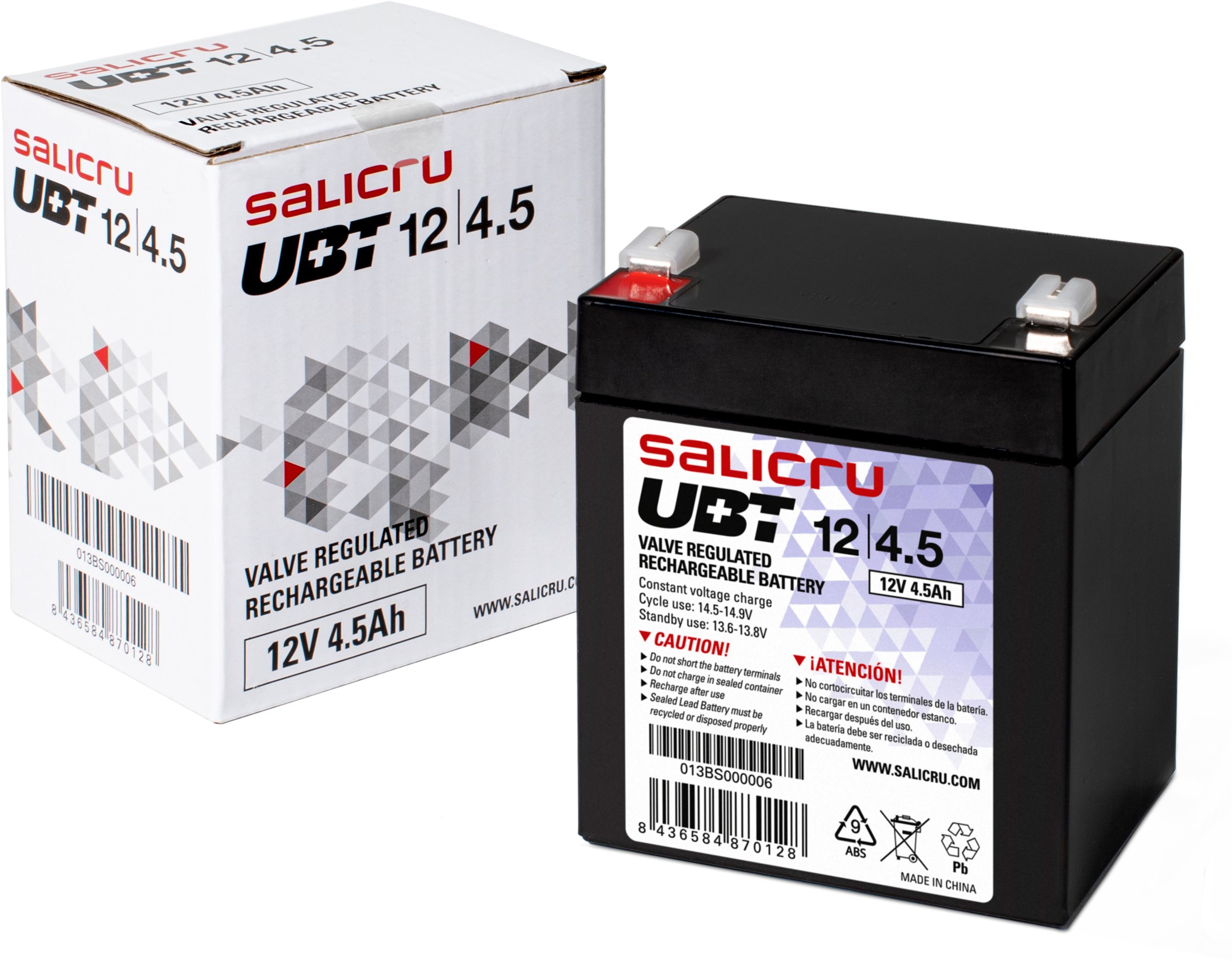 Akumulator Salicru UBT 12/4,5 bezobsługowy 4,5Ah 12V AGM do zasilaczy awaryjnych UPS