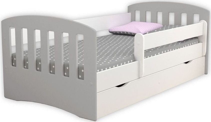 Kocot Kids Łóżko CLASSIC 1 MIX szare dla dzieci z barierką Kocot Kids
