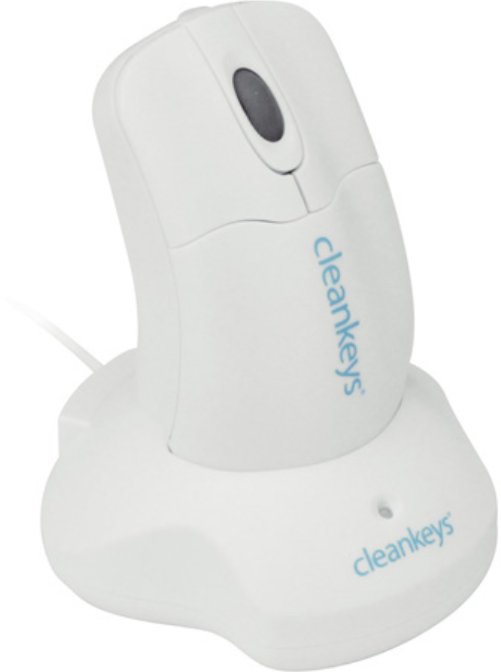 GETT Cleankeys CKM2W Plastik Scroll Maus kabellos Funk 2,4 MHz IP68 wasserdicht desinfizierbar optisch USB Farbe: weiss