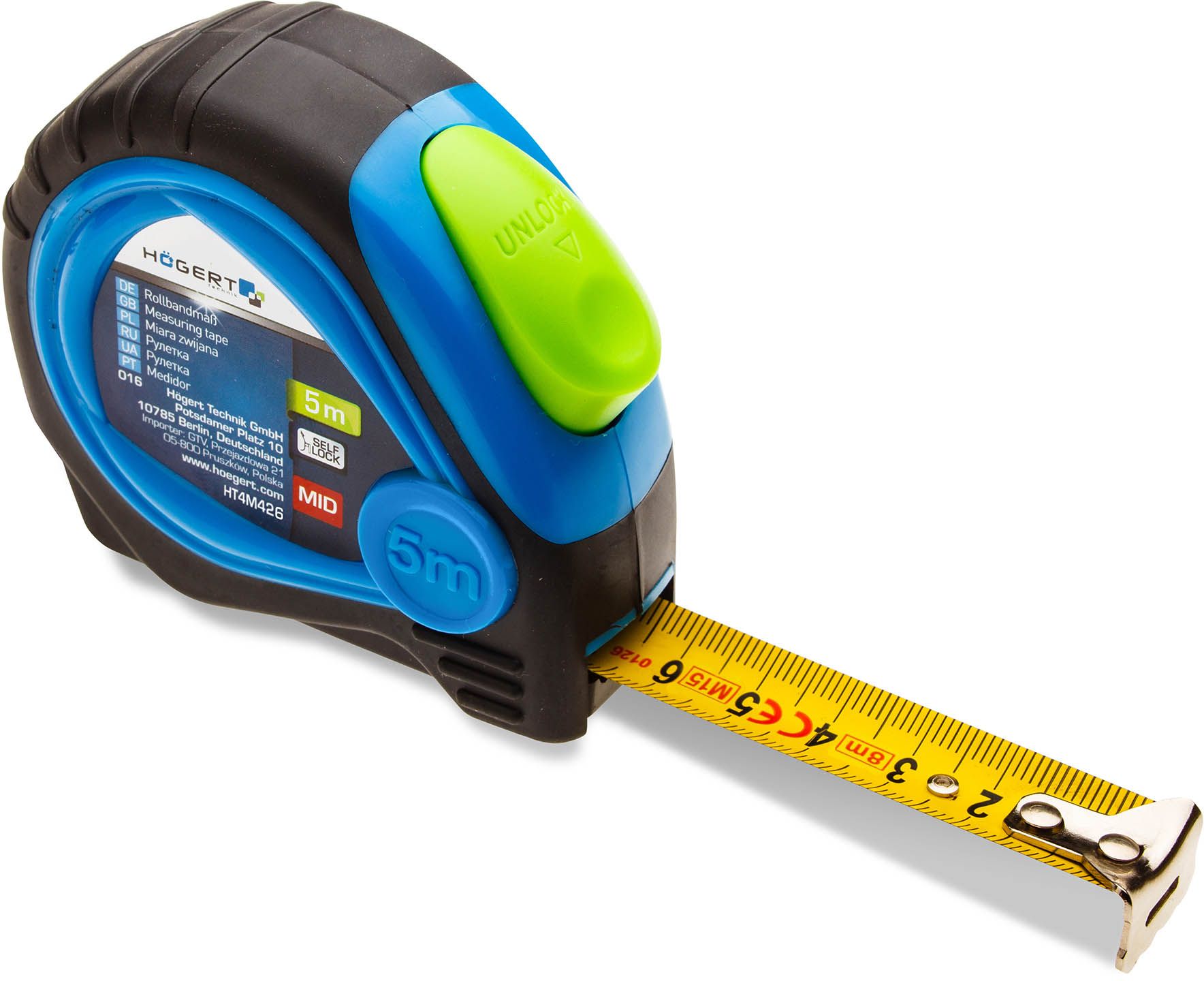 Högert Technik Miara zwijana 5 m x 19 mm MID pokryta nylonem selflock (HT4M425)