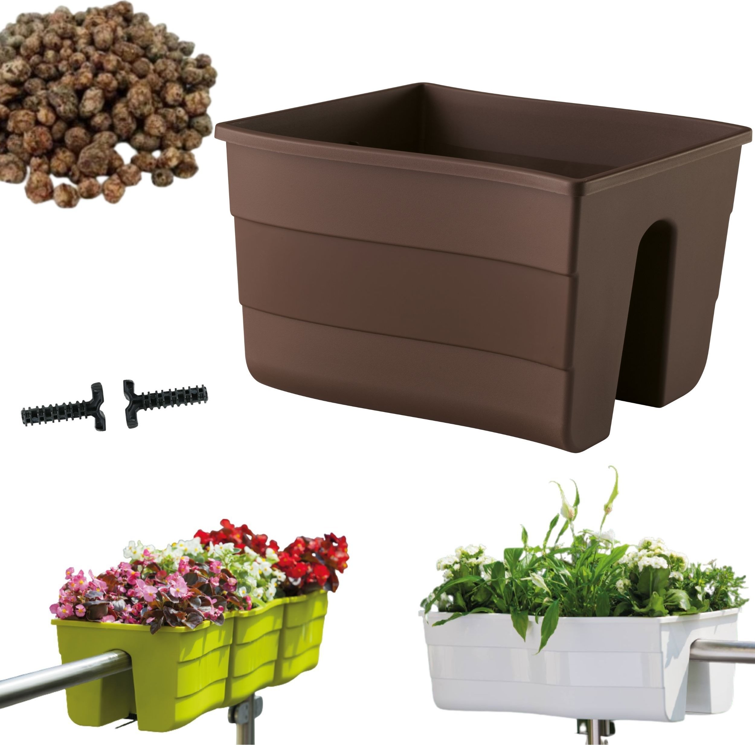 Form-Plastic Skrzynka na balustradę Wave 30, Doniczka balkonowa + keramzyt 1l