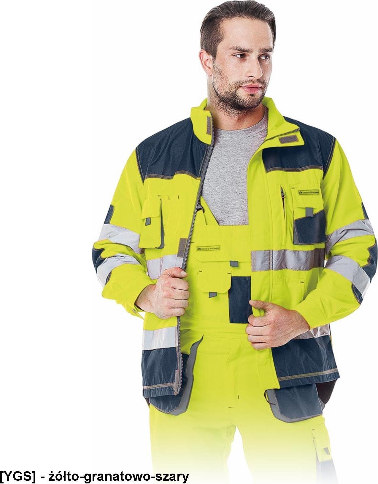 R.E.I.S. LH-FMNX-J - OSTRZEGAWCZA BLUZA OCHRONNA - żółto-granatowo-szary XL