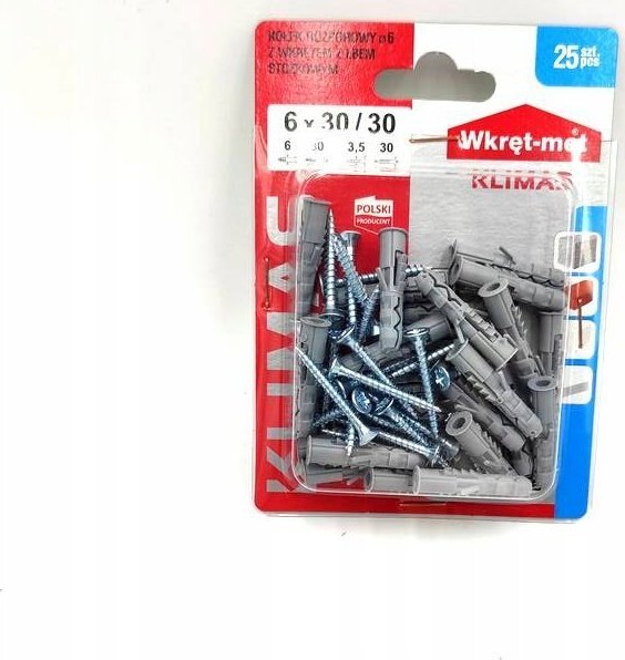 Wkręt-met BLISTER KOŁEK ROZP.TRÓJ.ROZP. 6X30 kod:B