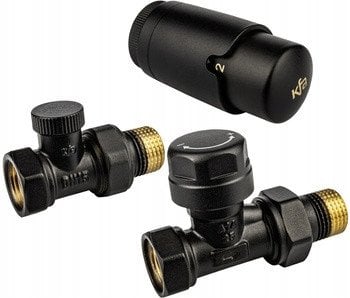 ARMATURA KRAKÓW 757-030-81-BL Zestaw termostatyczny grzejnikowy, prosty komfort pro, czarny