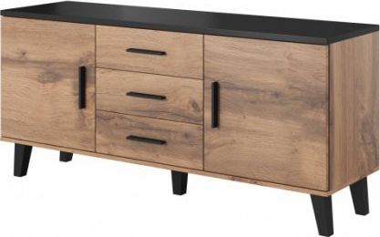 Cama Meble Komoda LOTTA 150 2D3S wotan + czarny mat