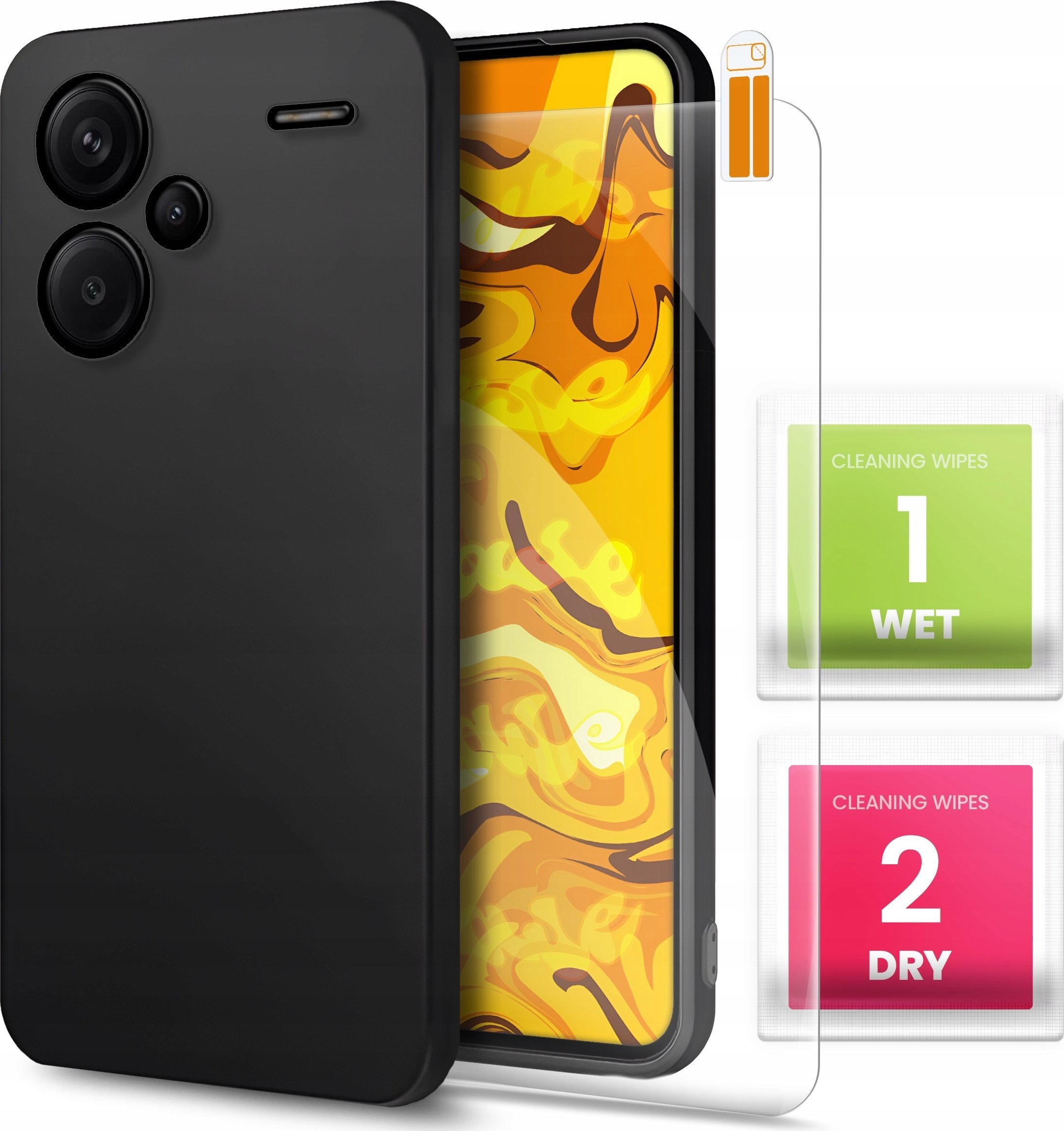 ETUI DO XIAOMI REDMI NOTE 13 PRO PLUS 5G OBUDOWA CZARNE MATOWE SZKŁO 9H