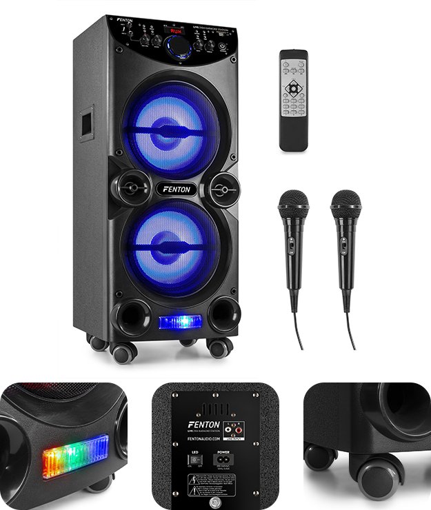 Aktywna kolumna karaoke 2x 10" LED LIVE2104 Fenton one size