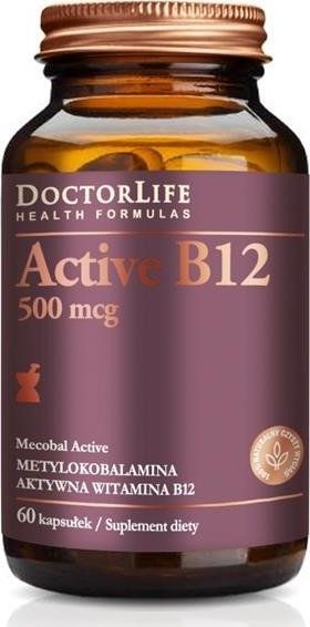 Doctor Life DOCTOR LIFE_Active B12 aktywna witamina B12 500mg suplement diety 60 kapsułek