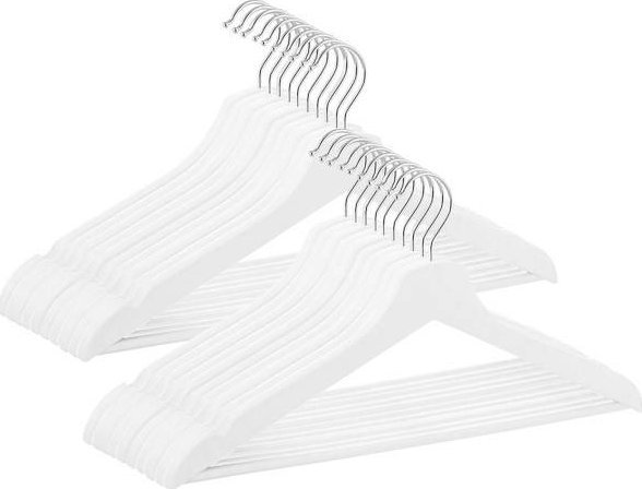 Springos Wieszak drewniany na ubrania 20 szt. białe UNIWERSALNY