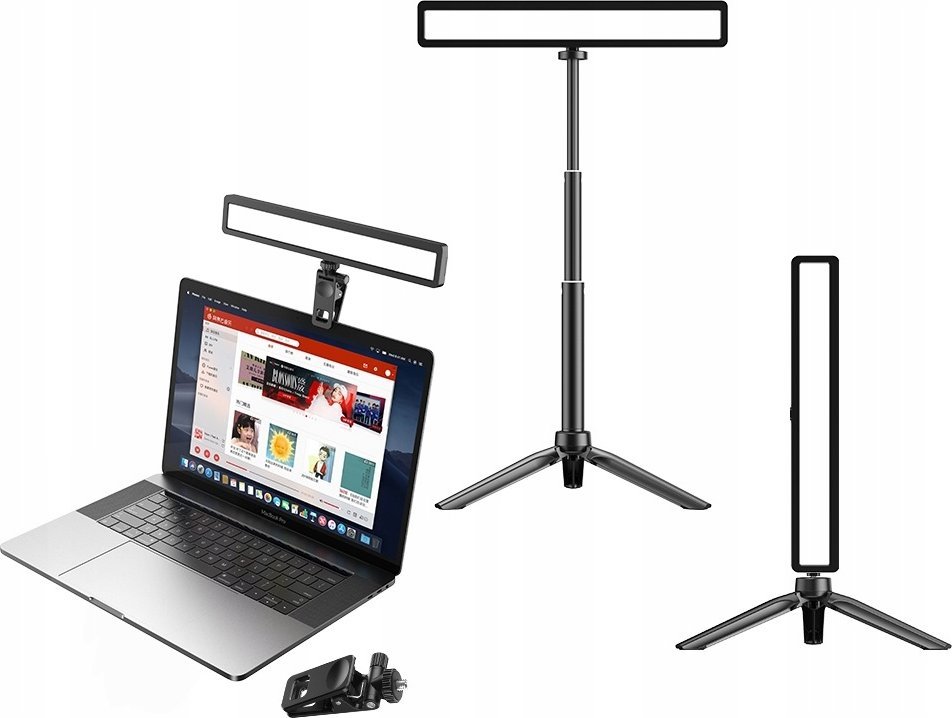 Apexel Lampa Led Na Monitor + Klips + Statyw / 3x Iso + 1.4" Do Vlog Livechat / Apexel Apl-fl06