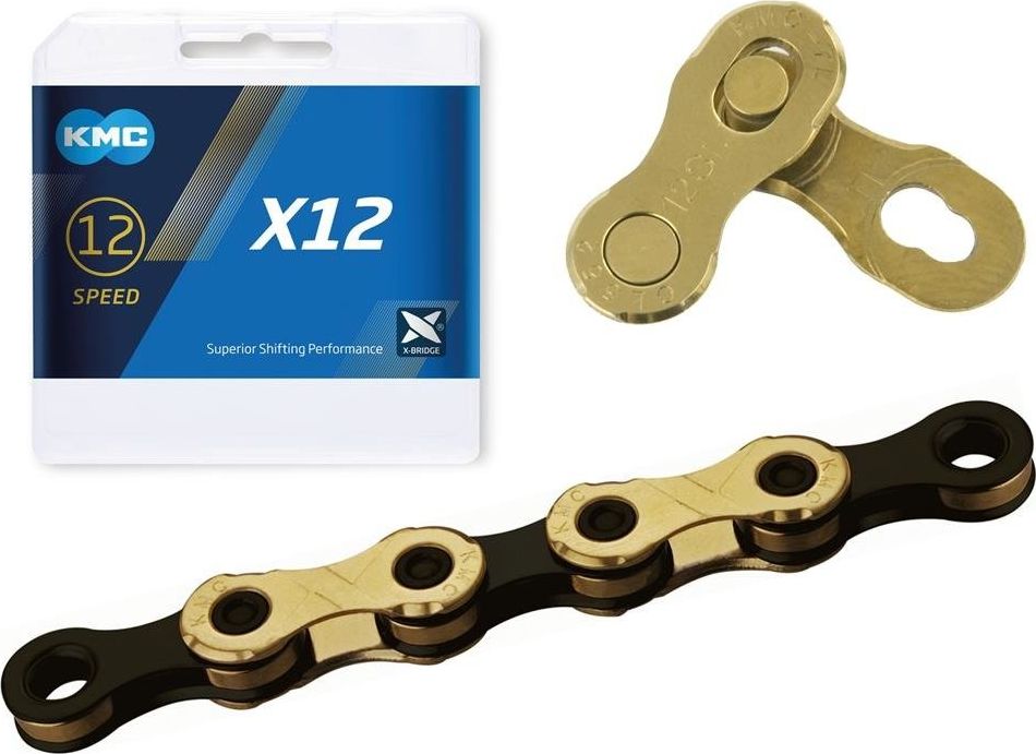 KMC Łańcuch KMC X12 Ti-N Złoto-czarny 126 ogniw 12-rzędowy uniwersalny