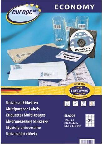 Staples AVERY Etykiety uniwersalne ECONOMY* 64,6x33,8mm, biały, 100 arkuszy