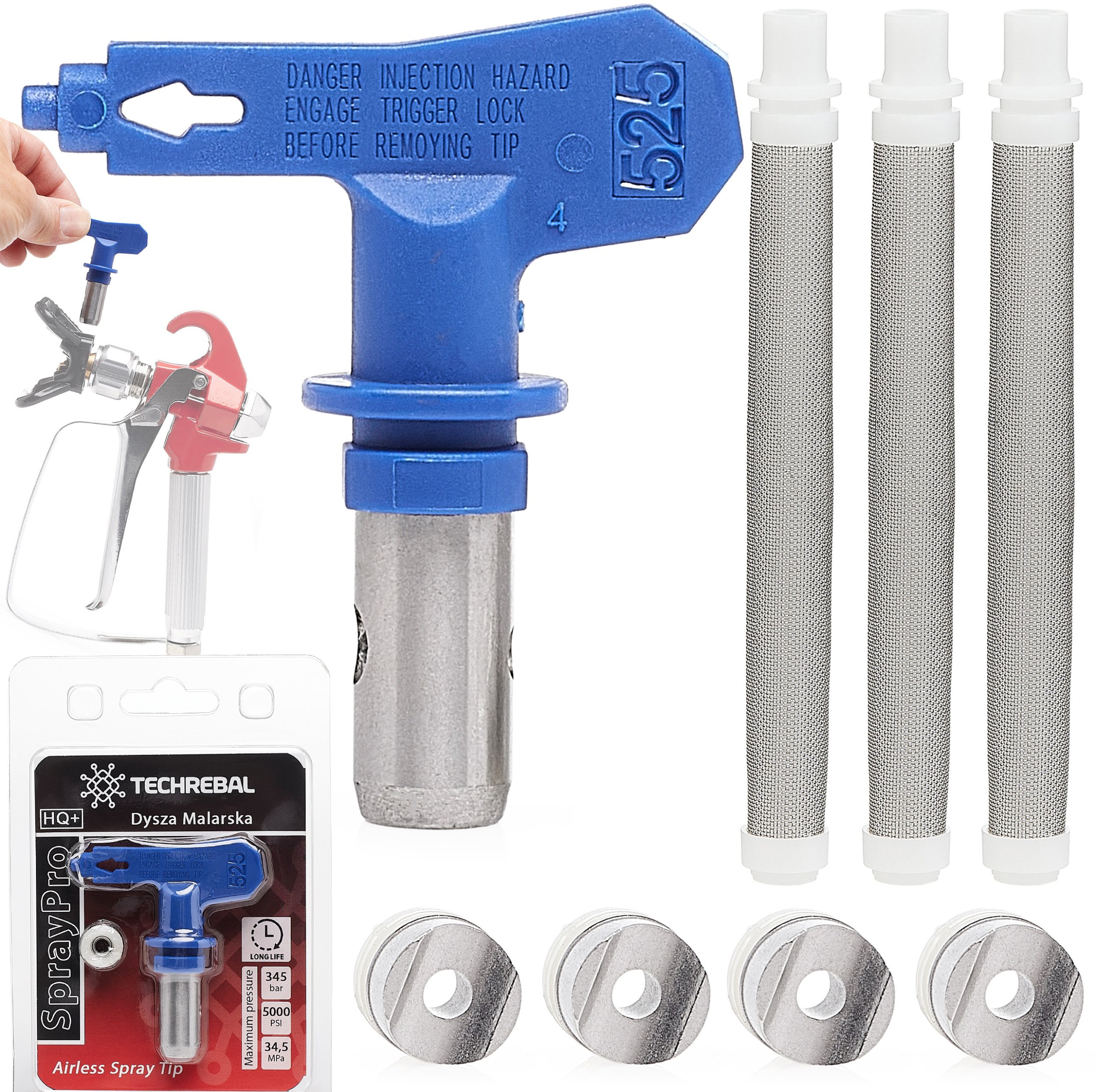 Dysza do Agregatu Malarskiego 525 3x Filtr 30 Mesh 3x Uszczelka Dyszy