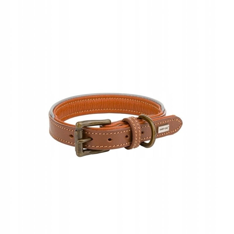 Obroża skórzana, L: 53-63 cm/30 mm, ciemny beż