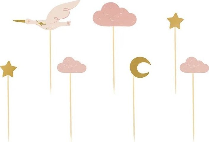 AMSCAN Dekoracje do muffinek babeczek - Bocian 11cm-12cm 7 sztuk