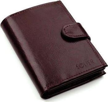 Solier Accessories Portfel męski na zatrzask SOLIER SW01 bordowy