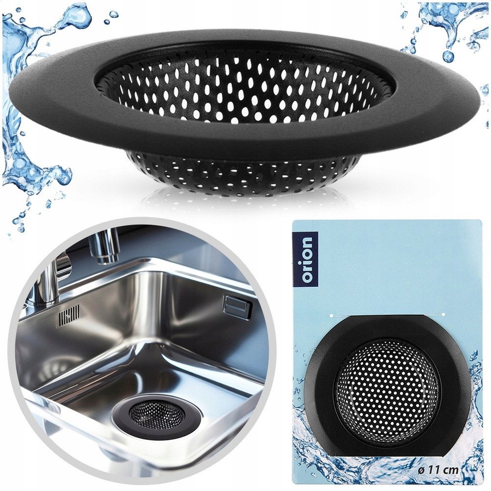 Sitko do Zlewu Czarne Stal Nierdzewna Filtr Duży 11,5 cm ORION