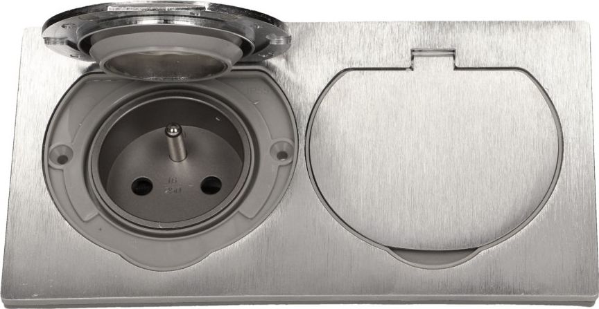 Orno Hermetyczne gniazdo elektryczne podwójne, IP55 stal nierdzewna