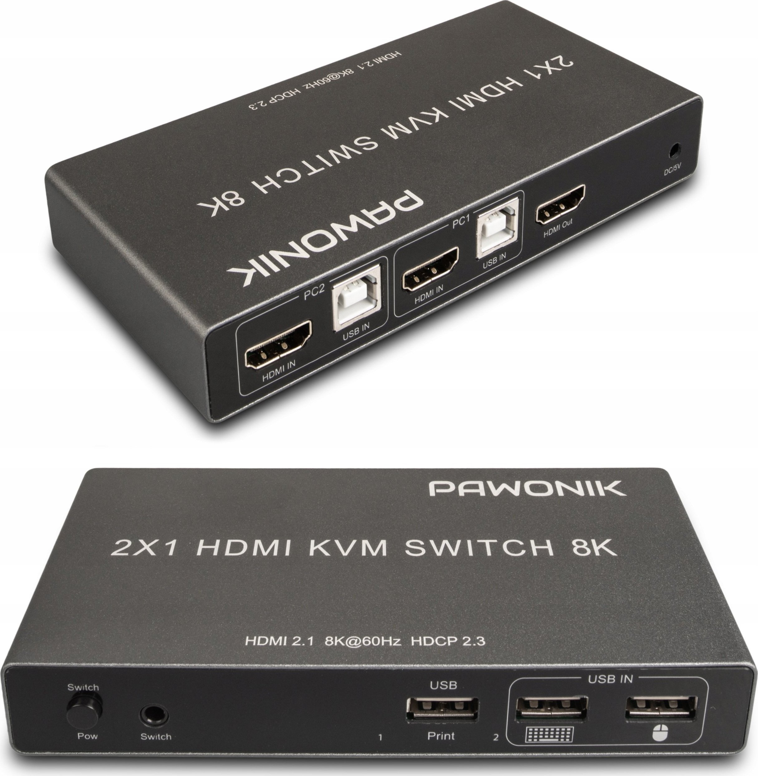 Pawonik KONSOLA KVM HDMI 2.1 PRZEŁĄCZNIK SWITCH 4K120HZ 8K