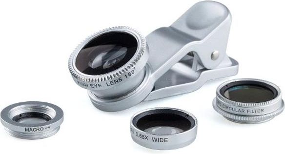 Słuchawka na telefon, z klipsem, srebrna, 3w1, No Name