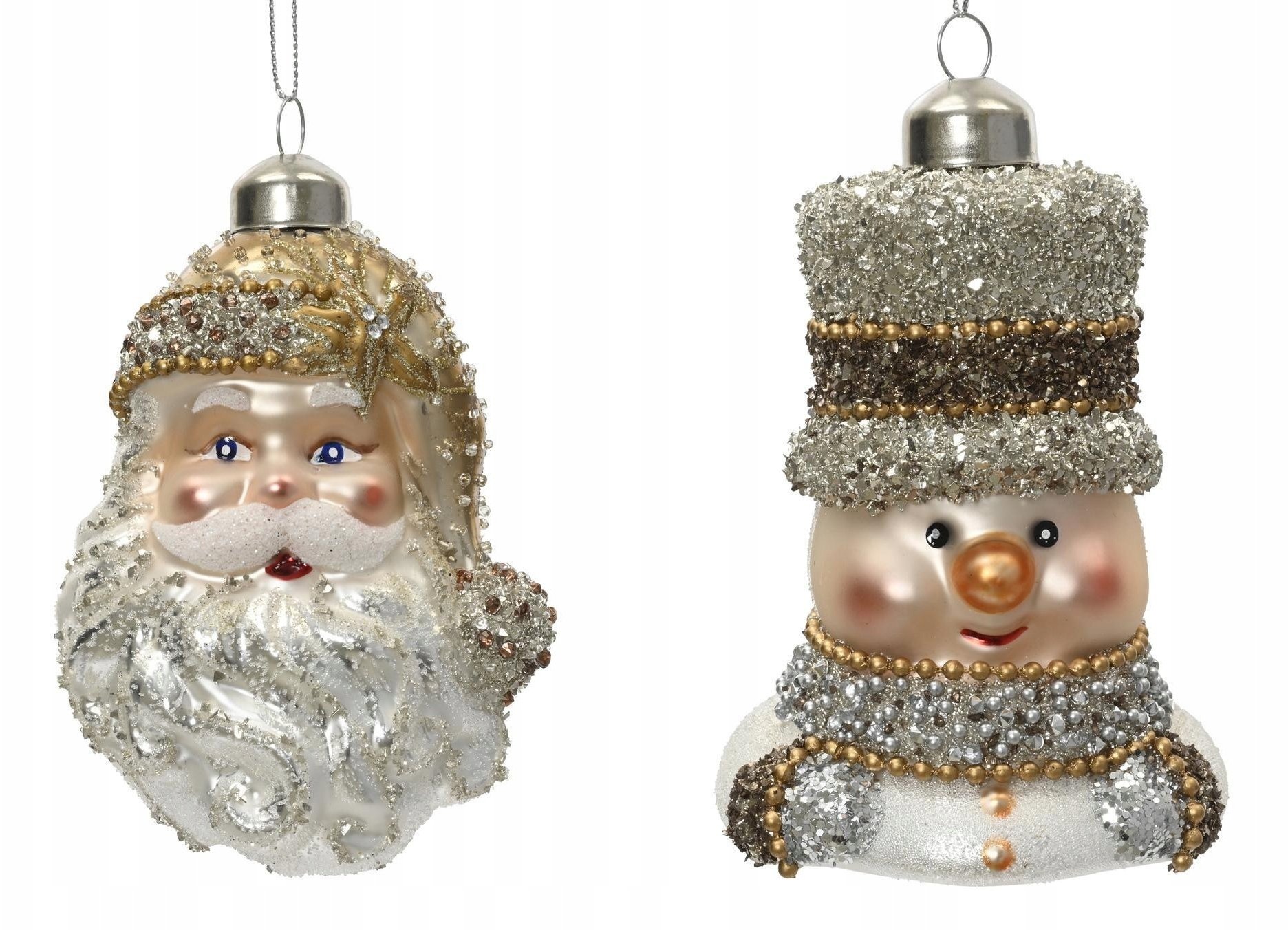 Bombka choinkowa szklana kształtka Święty Mikołaj bałwan 5x11cm 1szt