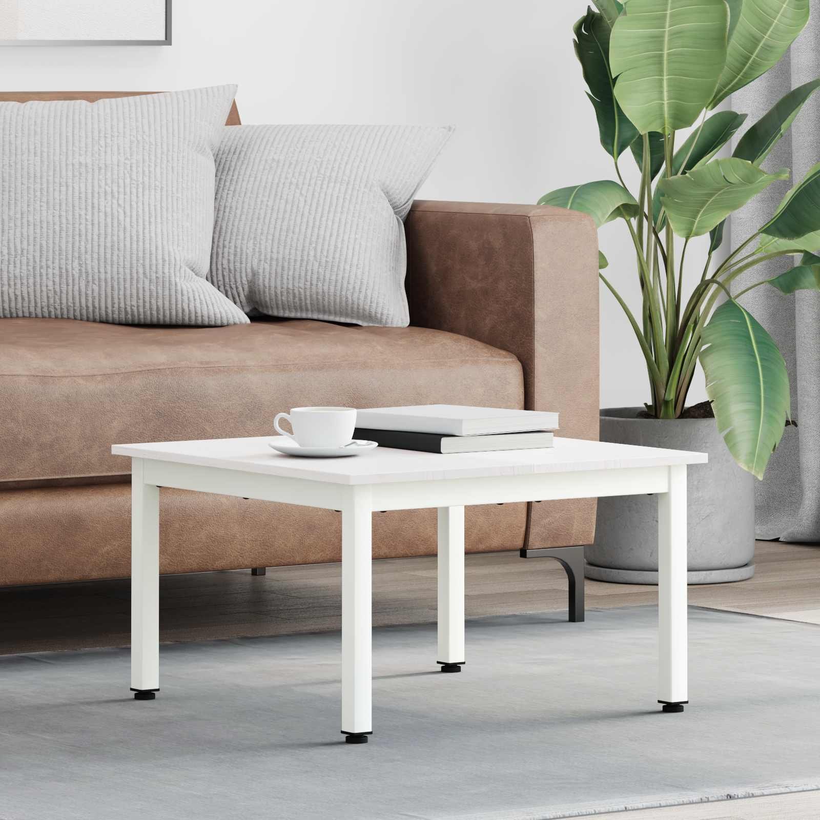 vidaXL Stolik kawowy Biały 60 x 60 x 36 cm Lekkie sosnowe drewno