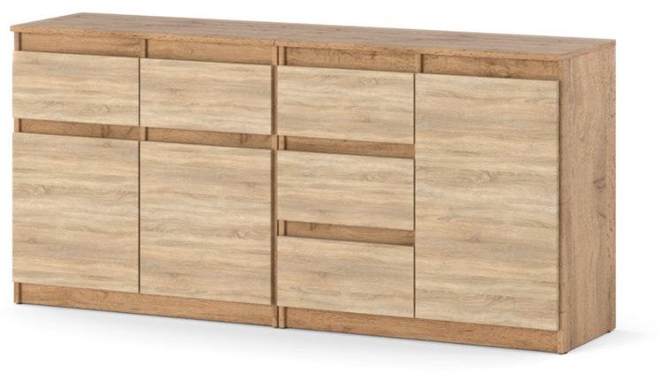 Komoda Drewniana Dąb Wotan Szafka Duża Pojemna 160cm 5 Szuflad Drzwiczki