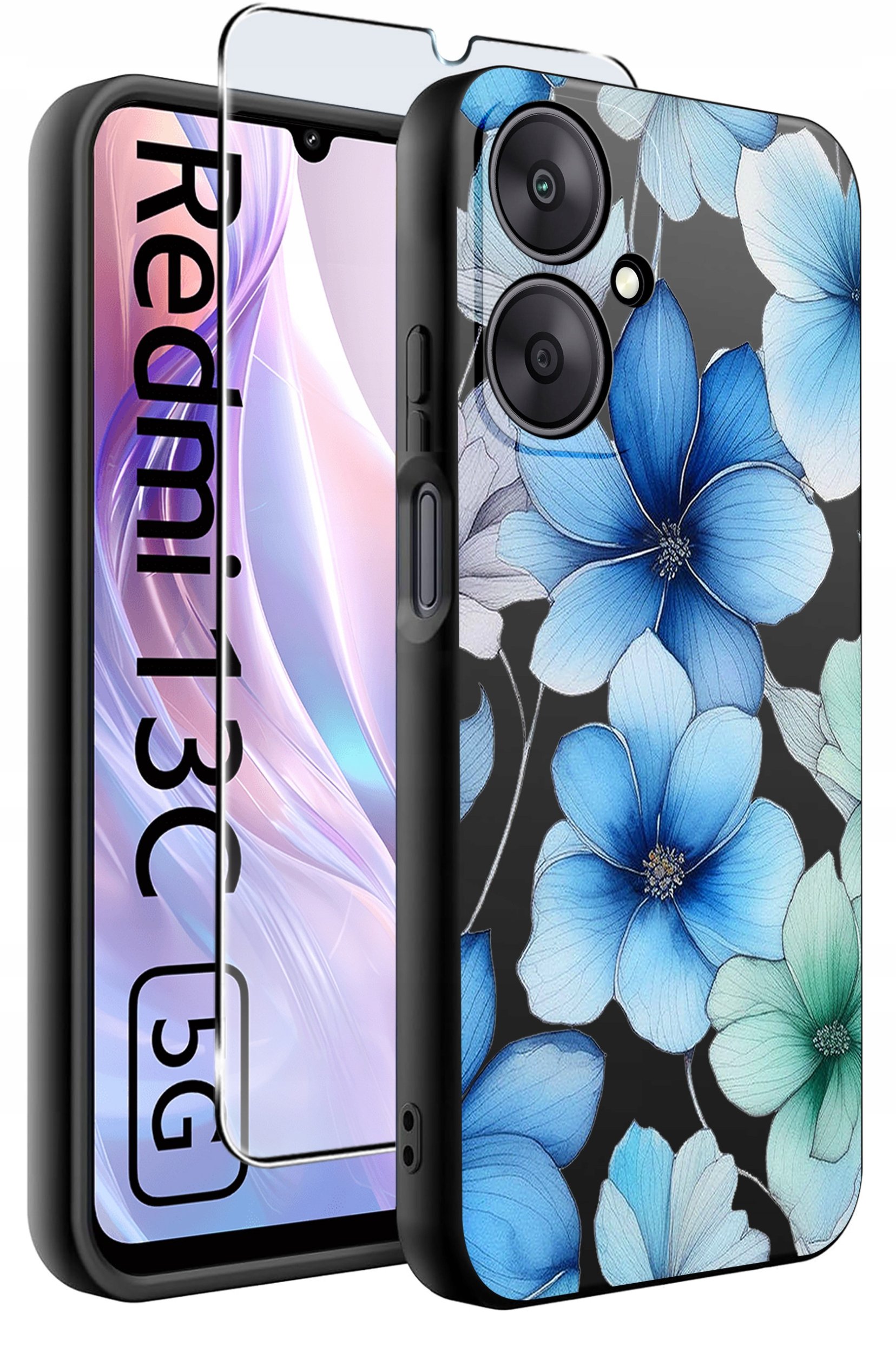 ETUI do Xiaomi Redmi 13C 5G WZORY |SILIKONOWE MATT CASE +SZKŁO HARTOWANE 9H
