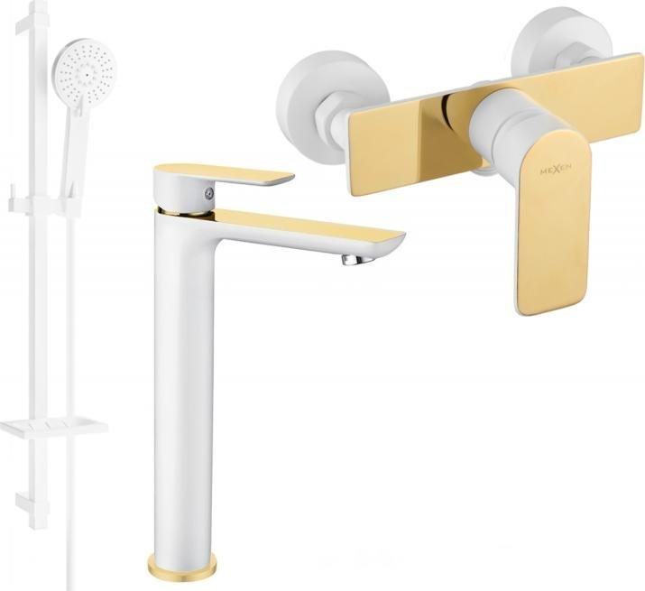 Bateria prysznicowa Mexen Mexen Alfa DQ40 zestaw prysznicowy, biały/złoty - 745714DQ40-25