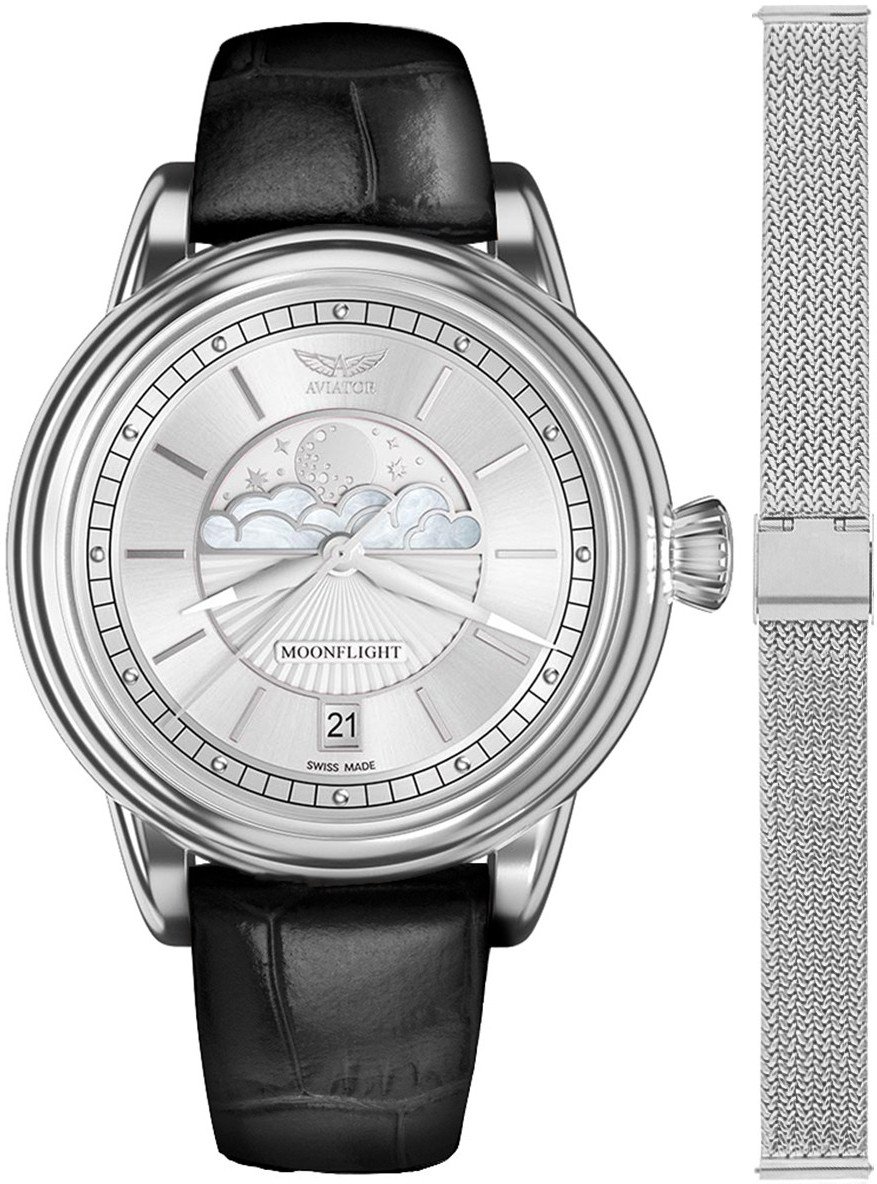 Zegarek damski Aviator V.1.33.0.250.4BM-SET srebrny