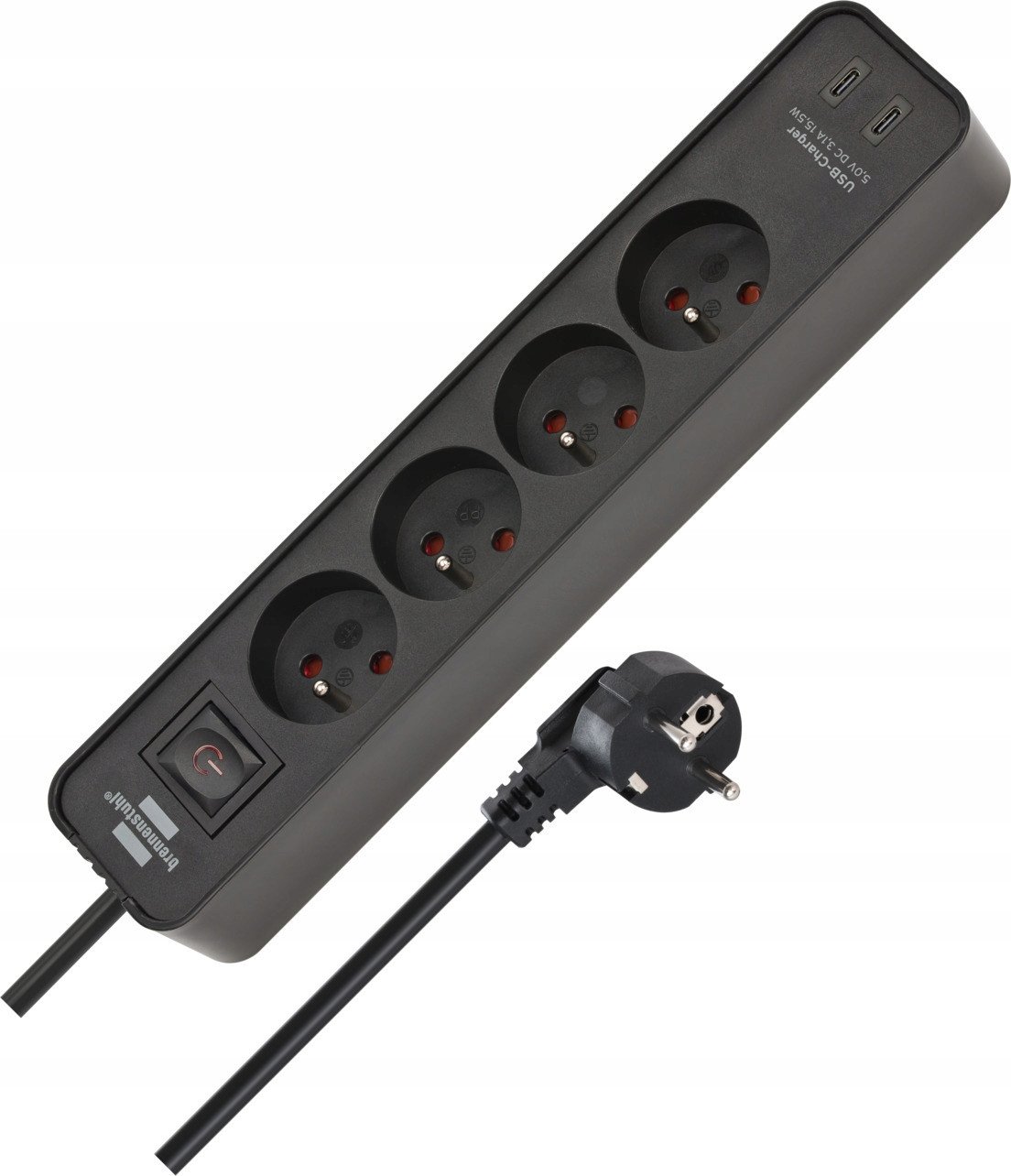 BRENNENSTUHL LISTWA ZASILAJĄCA “ECOLOR“ 4 GN 1,5M CZARNA 2XUSB-C 15,5W