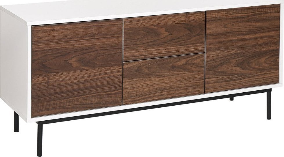 Beliani Komoda dwudrzwiowa ciemne drewno z białym OKLAND!